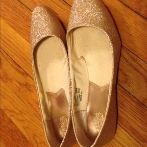 Rose gold sparkly flats